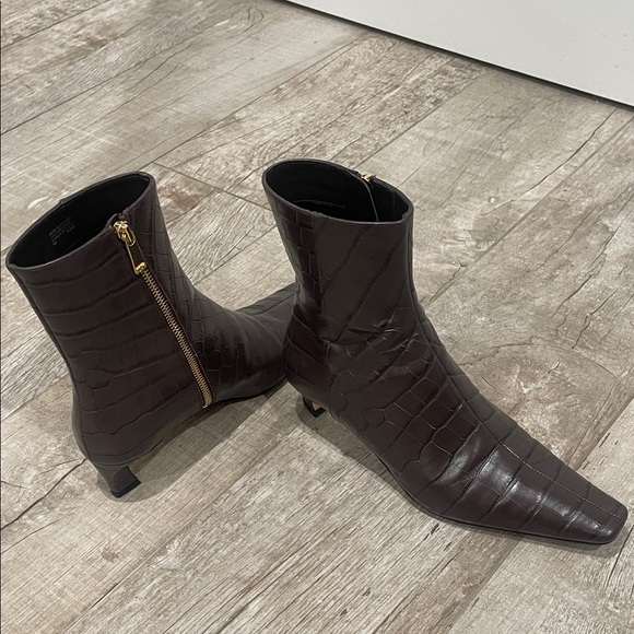 MICHAEL Michael Kors Shoes - MICHAEL Michael Kors Dark Brown Croc-Embossed Booties